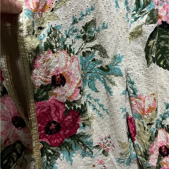 J. Jill Limited Edition Womens L Romantic, Floral Eyelet Statement Open Jacket - Picture 7 of 10